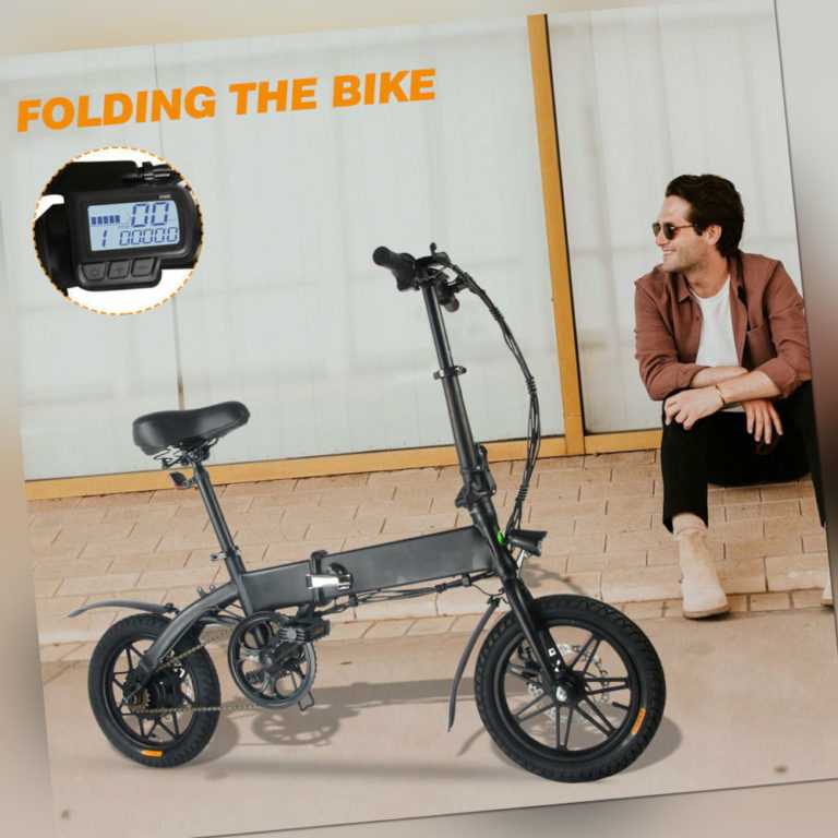 14 Zoll Faltbare City E-Bike Fahrrad 250W Elektrofahrrad Schwarz Pedelec Unisex