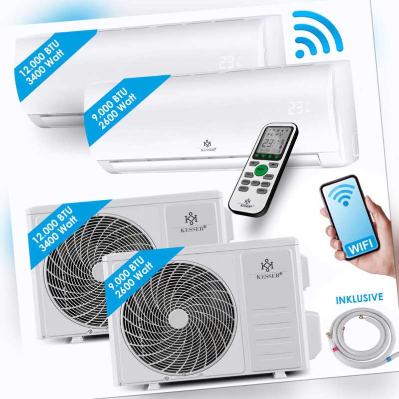 KESSER® Klimaanlage Split Klimagerät Inverter 9000- 12000BTU 3,4 KW Klima A++