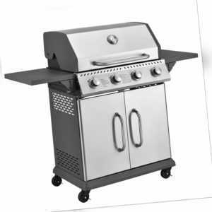Gasgrill Grillwagen BBQ Grill Grillstation Griller Edelstahl 4 Brenner Juskys®