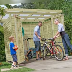 Geräteschuppen ca. 224x194 cm Unterstand Gerätebox Holz Kiefer Fahrradschuppen