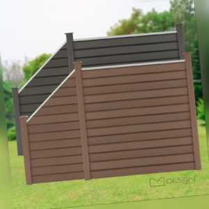 WPC Gartenzaun mit Pfosten Sichtschutz Zaunpfosten Windschutz Zaun ML-Design®
