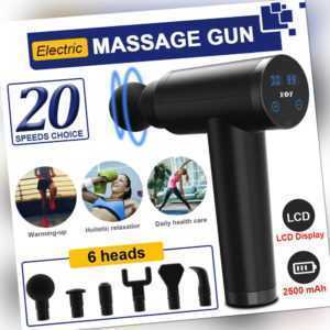 Electric Massage Gun Massagepistole Muscle Massager Massagegerät 6 Köpfe DE