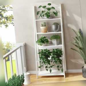 Holz Pflanzentreppe Bücherregal Leiterregal Standregal Badregal 5 Ablagen EPHEX®