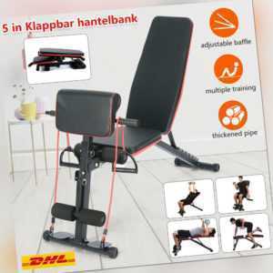 Mehrzweck Fitnessclub Hantelbank Trainingsbank mit verstellbarem Rücken +Zugseil
