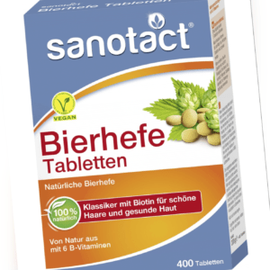 ✅ Sanotact Bierhefe, 100% natürlich Bioti ,Folsäure Haare & Haut,400 Tabletten ✅
