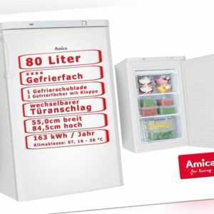 Amica Gefrierschrank 80 L freistehend weiß Tiefkühler 85 cm hoch Eisschrank