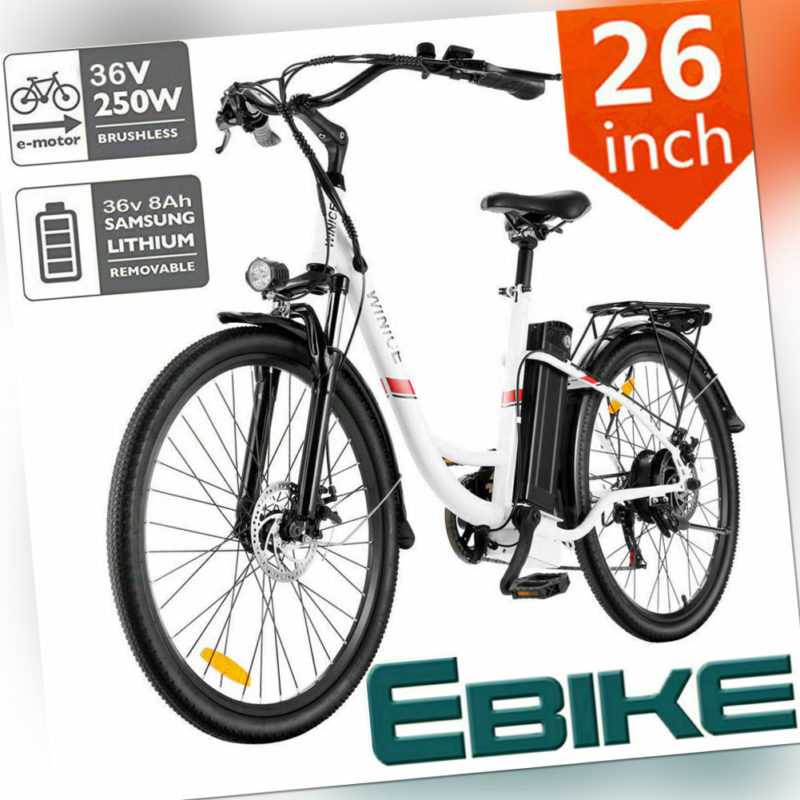 26''E-BIKE Elektrofahrrad Mountainbike 250W/36V Shimano 7-Gänge Pedelec Damen__
