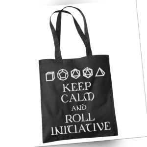 Keep Calm and Roll Initiative Tote Shopping Bag Dragons DnD Dice D and D Gamer