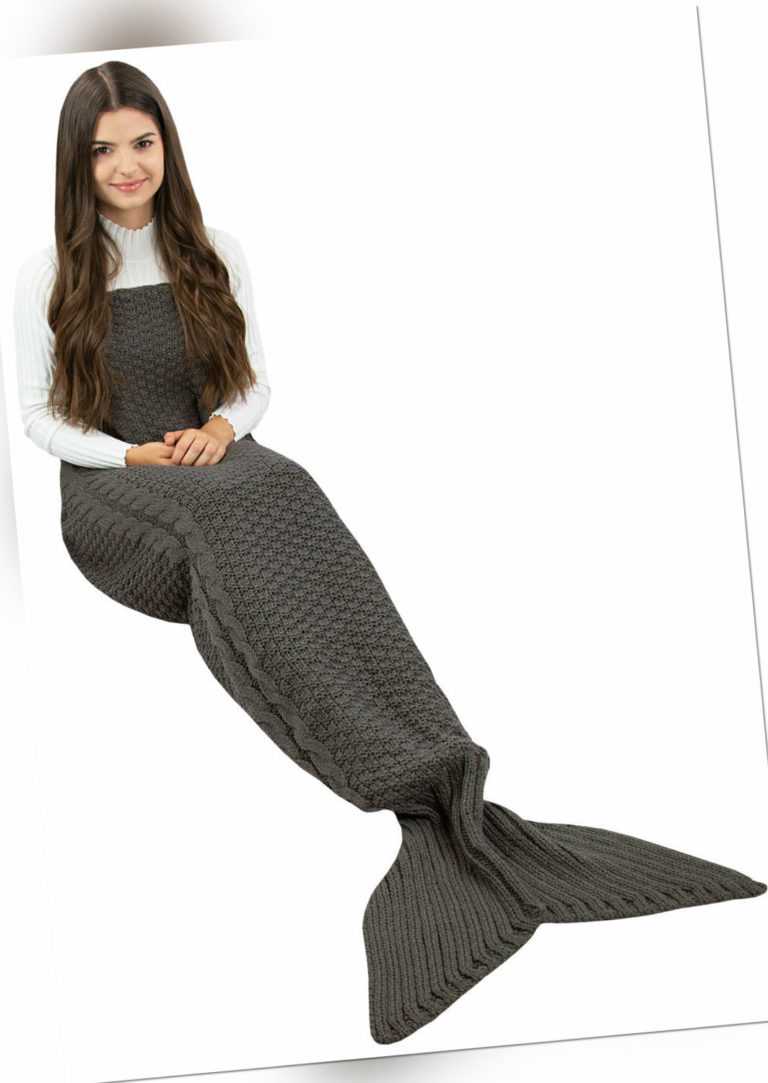 Meerjungfrau Decke Flossendecke Kuscheldecke Mermaid Blanket grau