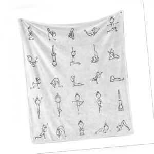 Yoga Weich Flanell Fleece Decke Stickman Yoga Moves
