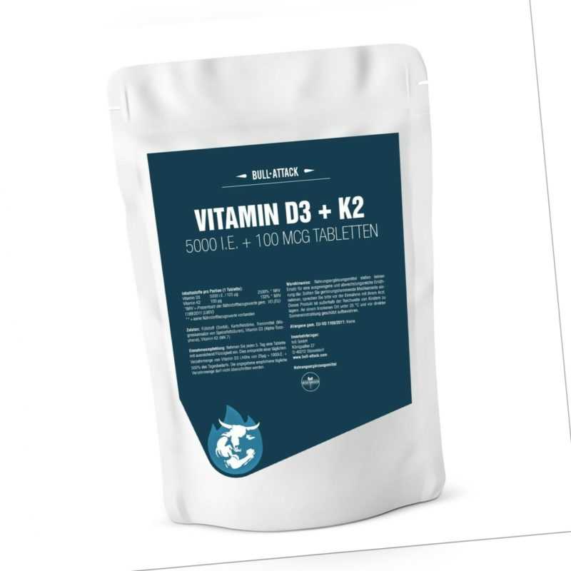 VITAMIN D3 5000 I.E + K2 100MCG Depot Tabletten Hochdosiert MK-7 & Laborgeprüft