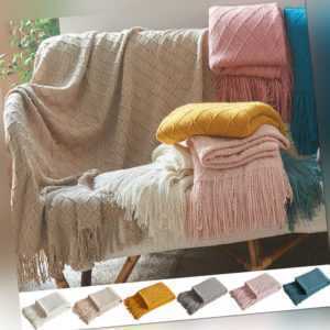 Kuscheldecke Strickdecke Gestrickt Sofa Quaste Fransen Couchdecke