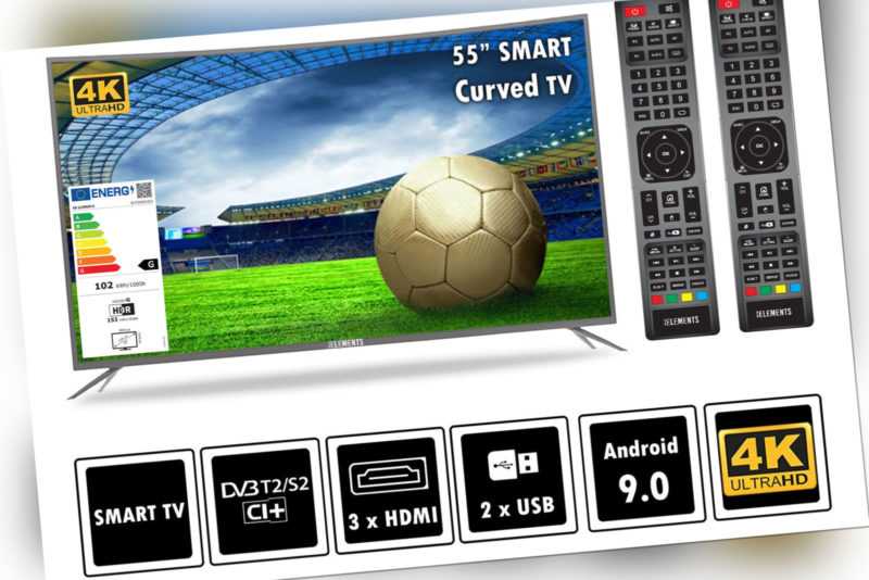 KB Elements Fernseher LED Android Smart Curved TV 55" Zoll 4K UltraHD DVB-T2/S2