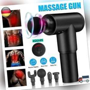 6 Modi Electric Massage Gun Massagepistole Massager Muscle Massagegerät+4 Köpfe