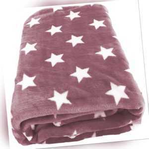 Wohndecke / Flanell Decke rosa 180x220cm Sternenmotiv Tagesdecke