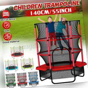 300KG Kinder Trampolin mit Sicherheitsnetz Indoor Jumper Fun Fitness Ø 140cm *