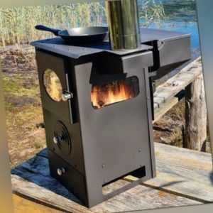 Pellet-Gartenofen "Holz&Pellet" mit Herdplatte, Zeltofen, Terrassenofen, Camping