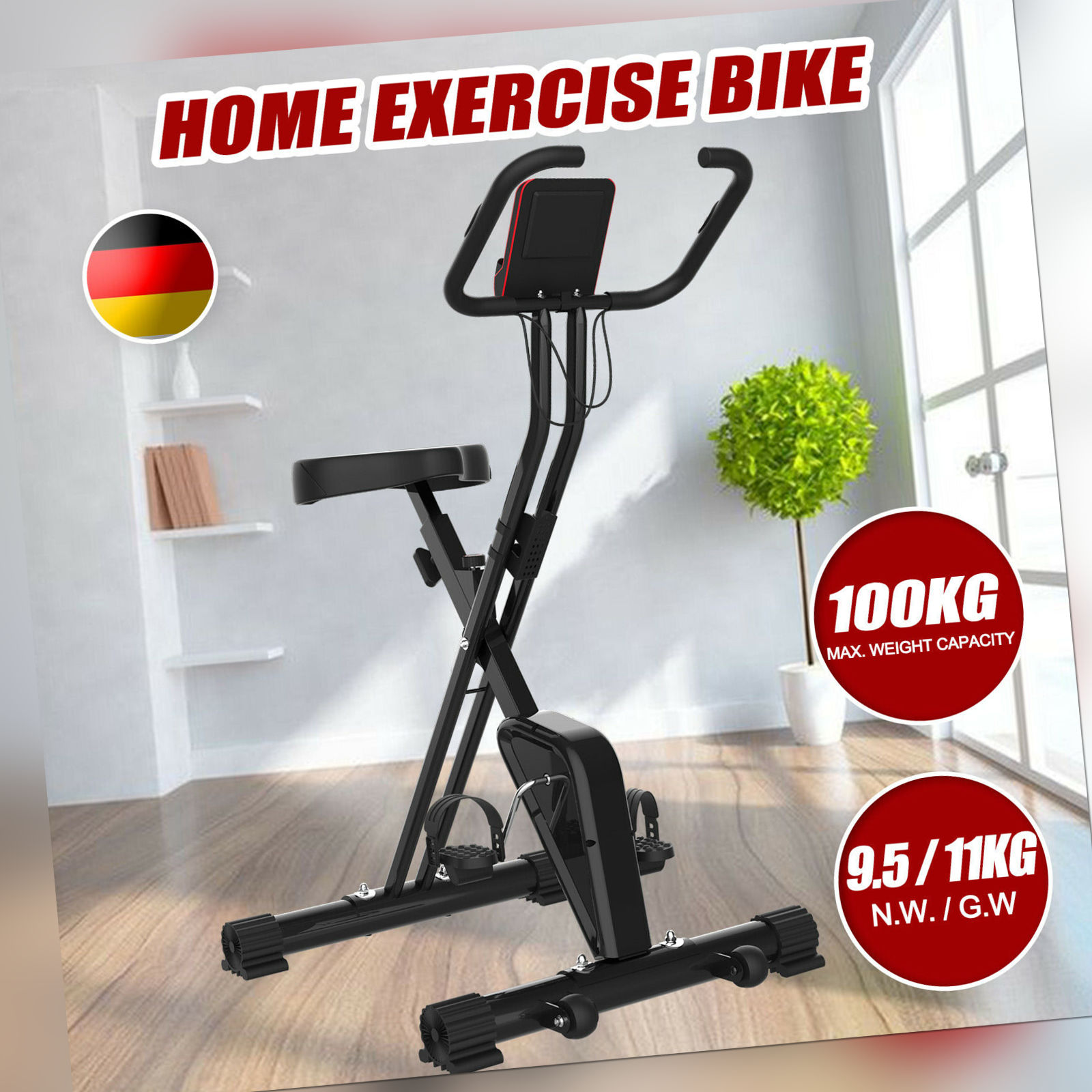 LCD Fitness Fahrrad Klappbarer Hometrainer Cardio Ergometer Trimmrad Heimtrainer 