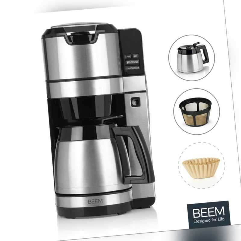 BEEM Kaffeemaschine Mahlwerk Timer 10 Tassen Filter 1100 Watt Thermo