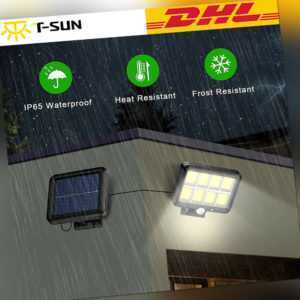 160LED Solarleuchte mit Bewegungsmelder Außen Fluter Sensor Strahler Lampe Licht
