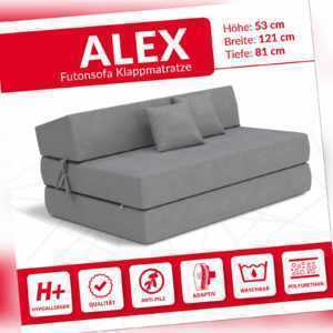 Futonsofa Klappmatratze Kaltschaum ALEX 120x200cm Microfibre Farbwarianten NEU