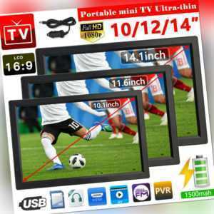 10/12/14 Zoll Tragbar TFT Mini TV Auto DVB-T/DVB-T2 Digital LED Fernseher 12V