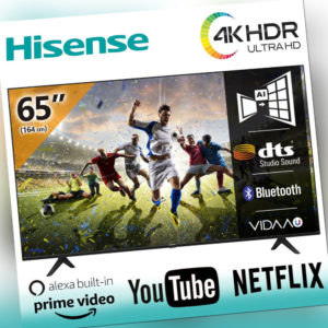 Hisense 65 Zoll Smart TV Fernseher HDR 4K UHD 3840x2160 Netflix Prime CI+ Dolby