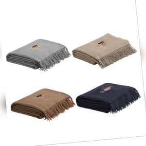 GANT Wohndecke Archive Shield Throw Baumwoll Woll Gewebe