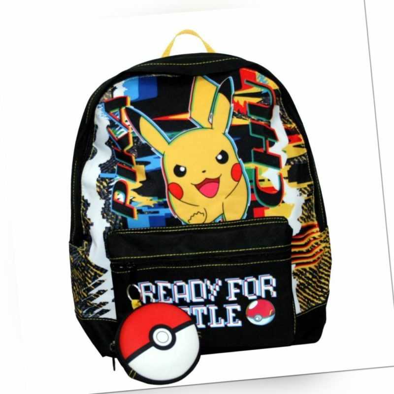 Schul-Rucksack | 40 x 32 x 15 cm | Pokemon | Pikachu | schwarz | Kinder Tasche