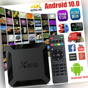 X96Q Android 10.0 Quad Core 1+8GB 4K Smart TV BOX WLAN HDMI2.0 WiFi Media B4P8