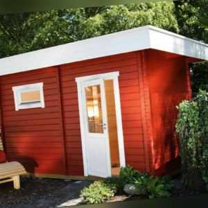 Wolff Finnhaus Saunahaus de luxe Mikko 70 Halbglastür 413 x 210