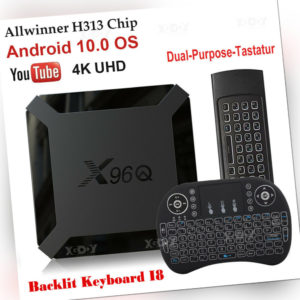 X96Q Android 10.0 2+16G 1+8G TV BOX Keyboard Allwinner WIFI HDMI2.0 4K Media DE