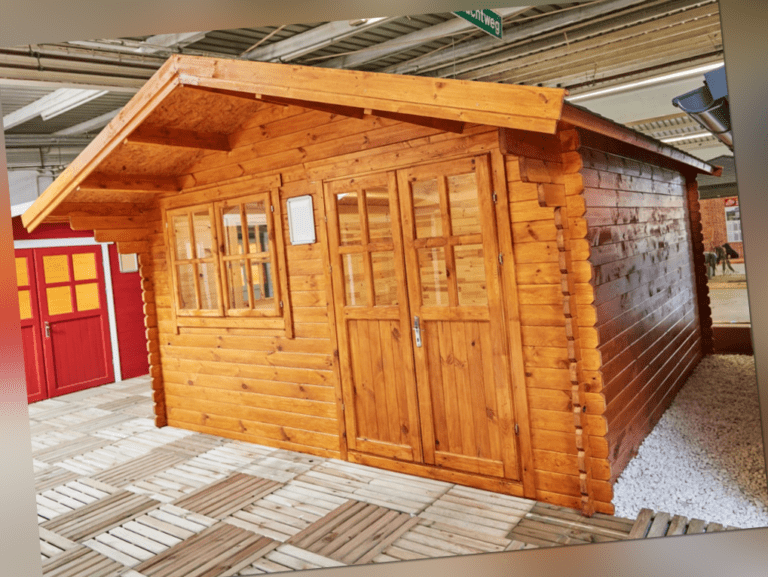 Gartenhaus Gerätehaus Blockhaus Holzhaus 4x4 m 35 mm inkl. Fußboden