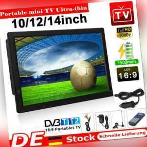 10/12/14'' Tragbar TFT Mini Digital TV LED DVB-T/T2 Fernseher Auto Mediaplayer