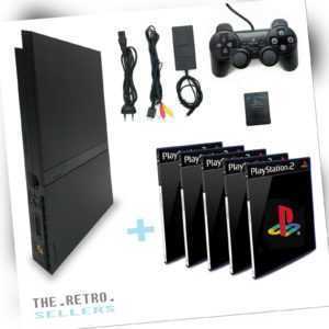 Sony Playstation 2 Slim Konsole PS2 | Sony Controller + MC | 5 Spiele gratis