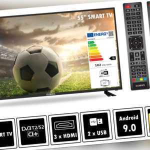 KB Elements Fernseher LED Android Smart TV 55" Zoll 4K UHD DVB-T2/S2 2x Remote