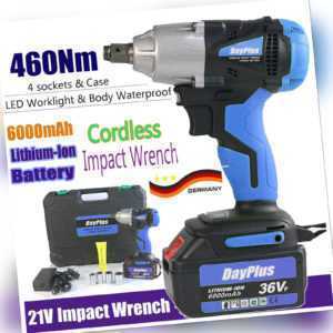 21V Akku Schlagschrauber 1/2'' mit 6.0AH Akku + LADEGERÄT + NÜSSE + KOFFER