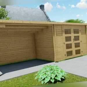 Gartenhaus Flachdach Gerätehaus Holz 28mm mit Anbau 3x2.4+3M Harz - EB28237L