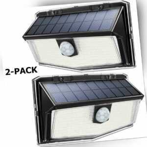 2X LED Solarleuchte mit Bewegungsmelder Außen Fluter Sensor Strahler Lampe Licht