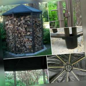 Brennholzablage 185x180cm verzinkter Stahl pulverbeschichtet Schuppen Kamin Holz