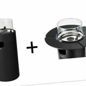Enders Heizpilz Feuerstelle Nova LED M Black Gas + Tisch Ablage 3-er Set