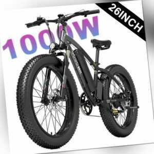 1000W E Mountainbike 26 Zoll Elektrofahrrad 48V E-bike Fatbike Shimano 7G 40KM/H
