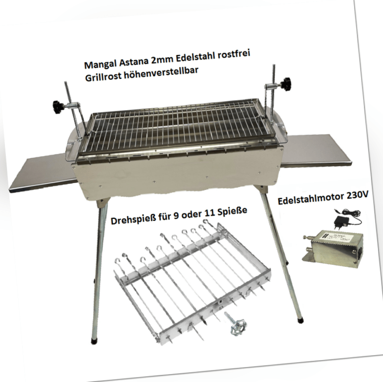 Mangal Konfigurator Astana 2 mm rostfrei Edelstahl Schaschlik Grill Rost verstel