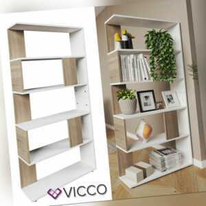 Raumteiler Bücherregal Standregal Wandregal Büroregal Weiß Sonoma Eiche Vicco