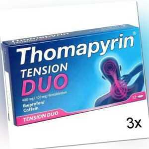 3x THOMAPYRIN TENSION DUO 400 mg/100 mg Filmtabletten 12 St PZN: 12551047