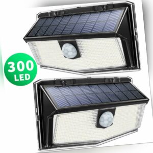 2er Solarlampe 300LEDs Solarleuchte mit Bewegungsmelder Wandleuchte Strahler