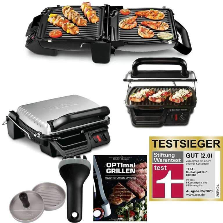 Tefal Elektrogrill 3in1 GC3060 + Hamburgerpresse + Grillbürste + Rezeptheft