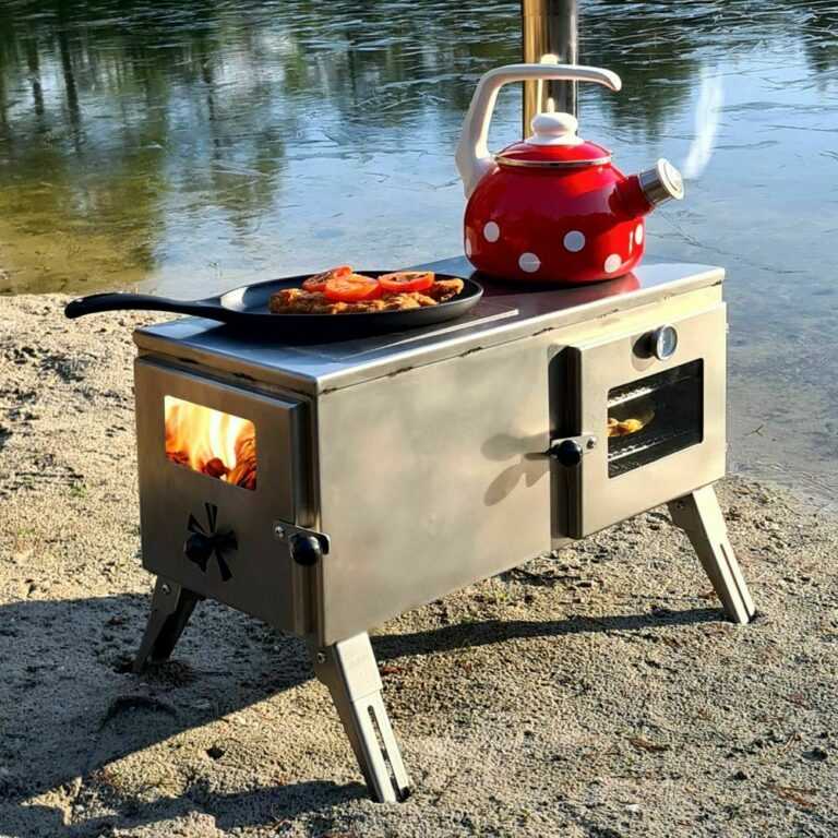 Outdoor-Küchenherd Edelstahl "Kurt" - Holzbackofen, Grill, Gartenkamin, Zeltofen