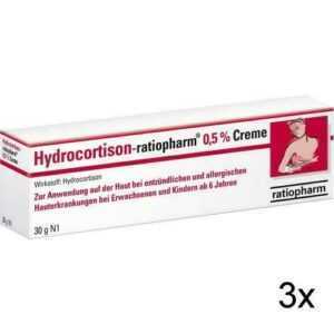 3x HYDROCORTISON-ratiopharm 0,5% Creme 30 g PZN: 9703312