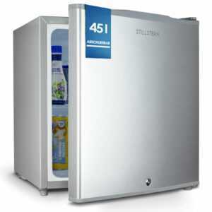 B-Ware Minikühlschrank E (45L) mit Schloss und Frostfach, Silber, Abschließbar